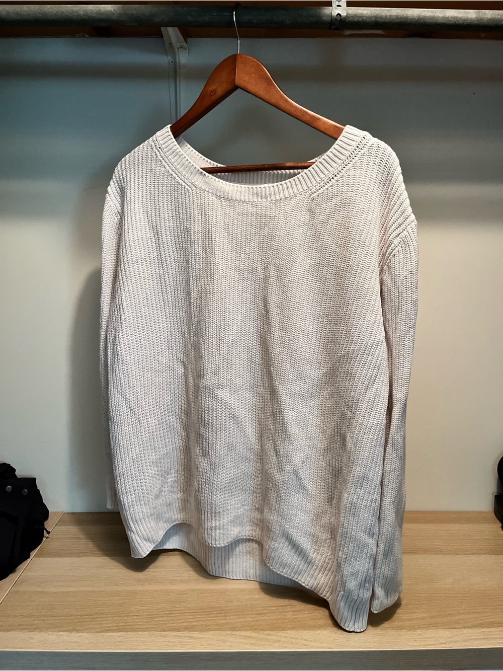 Workshop Republic Clothing Cream Ribbed Crew Neck Sweater